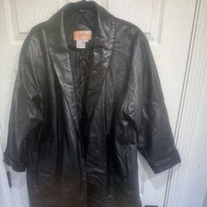 Venezia Women’s Black Genuine Leather Quilted Lined Trench Coat